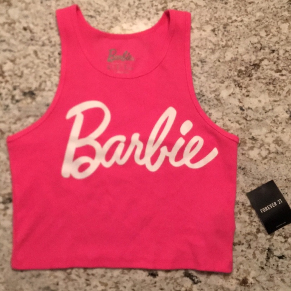 pink “barbie” crop tank top